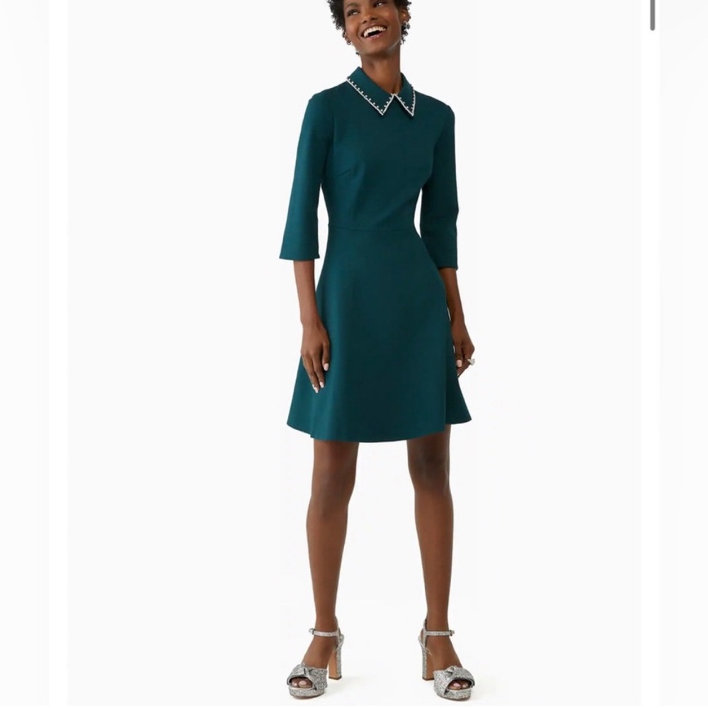 NWT Dark Green Kate Spade Dress XL Pearls